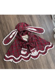 Miss Point Plaid Petal Rabbit Cape(Reservation/2 Colours/Full Payment Without Shipping)
